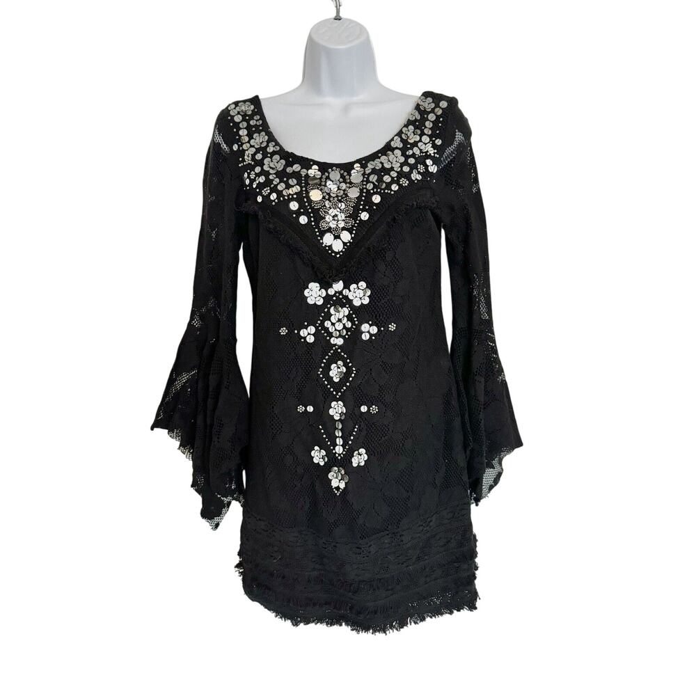 Free People Black Lace Mini Dress